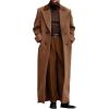 imageRuncati Mens Full Length Trench Coat Notched Lapel Long Jacket Double Breasted Classic Winter OvercoatCoffee