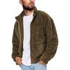 imageRuncati Mens Fuzzy Sherpa Jacket Cardigan Fleece Long Sleeve Full Zip Open Front Thermal Coat Fall Winter OutwearArmy Green