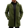 imageRuncati Mens Pea Coats Single Breasted Stand Collar Casual Slim Fit Trench Coat Mid Long Winter Overcoat with PocketsArmy Green