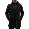 imageRuncati Mens Pea Coats Single Breasted Stand Collar Casual Slim Fit Trench Coat Mid Long Winter Overcoat with PocketsBlack