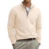 imageRuncati Mens Quarter Zip Pullover Sweater Lightweight Mock Neck Slim Fit Pullover Knit Casual Polo SweatersBeige