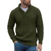 imageRuncati Mens Shawl Collar Sweaters Casual Cable Knit VNeck Slim Fit Fall Winter Lightweight Pullover Sweater KnitwearArmy Green