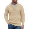 imageRuncati Mens Shawl Collar Sweaters Casual Cable Knit VNeck Slim Fit Fall Winter Lightweight Pullover Sweater KnitwearBeige