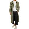 imageRuncati Mens Trench Coat Double Breasted Belted Windbreaker Jackets Lapel Lightweight Long Jacket Casual OvercoatArmy Green
