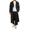 imageRuncati Mens Trench Coat Double Breasted Belted Windbreaker Jackets Lapel Lightweight Long Jacket Casual OvercoatBlack