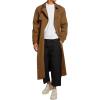 imageRuncati Mens Trench Coat Double Breasted Belted Windbreaker Jackets Lapel Lightweight Long Jacket Casual OvercoatBrown