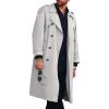 imageRuncati Mens Trench Coat Double Breasted Long Jacket Casual Windbreaker Notched Lapel Belted OvercoatGrey