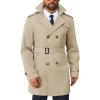 imageRuncati Mens Trench Coat Double Breasted Notched Lapel Long Jacket Belted Windbreaker Casual Slim Fit OvercoatKhaki