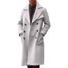 imageRuncati Mens Trench Coat Notch Lapel Double Breasted Peacoat Wool Blend Casual Long OvercoatGrey