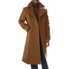 imageRuncati Mens Trench Coat Notch Lapel Slim Fit Double Breasted Wool Blend Long Pea Coat Winter Warm OvercoatBrown
