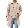 imageRuncati Mens Trench Coat Slim Fit Single Breasted Long Windbreaker Jacket Classic Lapel Casual OvercoatKhaki