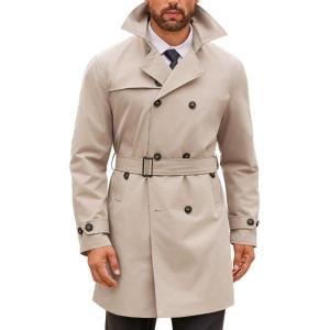 imageRuncati Mens Double Breasted Trench Coat Notched Lapel Windbreaker Jackets Causal Overcoat With BeltApricot