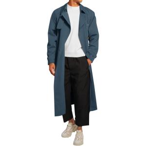 imageRuncati Mens Trench Coat Double Breasted Belted Windbreaker Jackets Lapel Lightweight Long Jacket Casual OvercoatBluish Gray