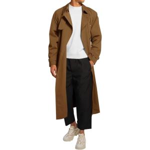 imageRuncati Mens Trench Coat Double Breasted Belted Windbreaker Jackets Lapel Lightweight Long Jacket Casual OvercoatBrown