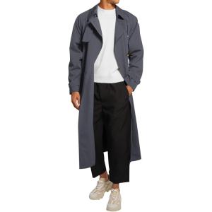 imageRuncati Mens Trench Coat Double Breasted Belted Windbreaker Jackets Lapel Lightweight Long Jacket Casual OvercoatDark Grey