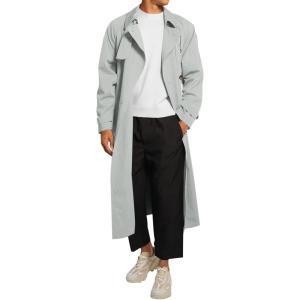 imageRuncati Mens Trench Coat Double Breasted Belted Windbreaker Jackets Lapel Lightweight Long Jacket Casual OvercoatLight Grey