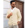 imageRuncati Mens Cable Knit Cardigan Sweater V Neck Casual Button Down Sweaters Long Sleeve Fall Outwear with PocketsBeige
