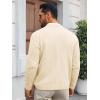 imageRuncati Mens Cable Knit Cardigan Sweater V Neck Casual Button Down Sweaters Long Sleeve Fall Outwear with PocketsBeige