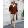 imageRuncati Mens Cable Knit Cardigan Sweater V Neck Casual Button Down Sweaters Long Sleeve Fall Outwear with PocketsBrown