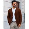 imageRuncati Mens Cable Knit Cardigan Sweater V Neck Casual Button Down Sweaters Long Sleeve Fall Outwear with PocketsBrown
