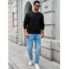 imageRuncati Mens Crewneck Sweatshirts Quilted Diamond Textured Pullover Long Sleeve Casual Fashion SweatshirtBlack