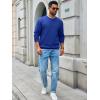 imageRuncati Mens Crewneck Sweatshirts Quilted Diamond Textured Pullover Long Sleeve Casual Fashion SweatshirtBlue