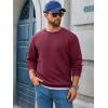 imageRuncati Mens Crewneck Sweatshirts Quilted Diamond Textured Pullover Long Sleeve Casual Fashion SweatshirtBurgundy