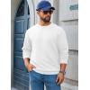 imageRuncati Mens Crewneck Sweatshirts Quilted Diamond Textured Pullover Long Sleeve Casual Fashion SweatshirtWhite