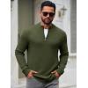 imageRuncati Mens Quarter Zip Sweater Long Sleeve Slim Fit Pullover Mock Neck Casual Ribbed Knit Polo SweatersArmy Green