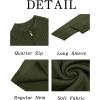 imageRuncati Mens Quarter Zip Sweater Long Sleeve Slim Fit Pullover Mock Neck Casual Ribbed Knit Polo SweatersArmy Green