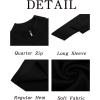 imageRuncati Mens Quarter Zip Sweater Long Sleeve Slim Fit Pullover Mock Neck Casual Ribbed Knit Polo SweatersBlack