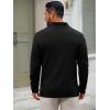 imageRuncati Mens Quarter Zip Sweater Long Sleeve Slim Fit Pullover Mock Neck Casual Ribbed Knit Polo SweatersBlack
