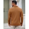 imageRuncati Mens Quarter Zip Sweater Long Sleeve Slim Fit Pullover Mock Neck Casual Ribbed Knit Polo SweatersBrown