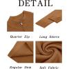 imageRuncati Mens Quarter Zip Sweater Long Sleeve Slim Fit Pullover Mock Neck Casual Ribbed Knit Polo SweatersBrown