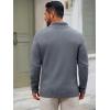 imageRuncati Mens Quarter Zip Sweater Long Sleeve Slim Fit Pullover Mock Neck Casual Ribbed Knit Polo SweatersGrey