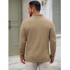 imageRuncati Mens Quarter Zip Sweater Long Sleeve Slim Fit Pullover Mock Neck Casual Ribbed Knit Polo SweatersKhaki