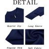 imageRuncati Mens Quarter Zip Sweater Long Sleeve Slim Fit Pullover Mock Neck Casual Ribbed Knit Polo SweatersNavy