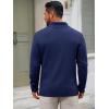 imageRuncati Mens Quarter Zip Sweater Long Sleeve Slim Fit Pullover Mock Neck Casual Ribbed Knit Polo SweatersNavy