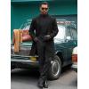 imageRuncati Mens Trench Coat Notched Lapel Double Breasted Mid Long Pea Coat Casual Fall Winter Classic OvercoatBlack