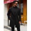 imageRuncati Mens Trench Coat Notched Lapel Double Breasted Mid Long Pea Coat Casual Fall Winter Classic OvercoatBlack