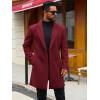 imageRuncati Mens Trench Coat Notched Lapel Double Breasted Mid Long Pea Coat Casual Fall Winter Classic OvercoatBurgundy
