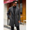 imageRuncati Mens Trench Coat Notched Lapel Double Breasted Mid Long Pea Coat Casual Fall Winter Classic OvercoatDark Grey