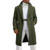 imageRuncati Mens Trench Coat Notched Lapel Double Breasted Mid Long Pea Coat Casual Fall Winter Classic OvercoatArmy Green