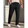 imageRuncati Mens Casual Sweat Pants Pleated Drawstring Elastic Waist Waffle Straight Leg Joggers Sweatpants with PocketsBlack