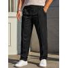 imageRuncati Mens Casual Sweat Pants Pleated Drawstring Elastic Waist Waffle Straight Leg Joggers Sweatpants with PocketsBlack