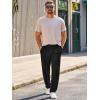 imageRuncati Mens Casual Sweat Pants Pleated Drawstring Elastic Waist Waffle Straight Leg Joggers Sweatpants with PocketsBlack