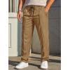 imageRuncati Mens Casual Sweat Pants Pleated Drawstring Elastic Waist Waffle Straight Leg Joggers Sweatpants with PocketsBrown