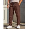 imageRuncati Mens Casual Sweat Pants Pleated Drawstring Elastic Waist Waffle Straight Leg Joggers Sweatpants with PocketsCoffee