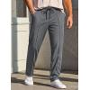 imageRuncati Mens Casual Sweat Pants Pleated Drawstring Elastic Waist Waffle Straight Leg Joggers Sweatpants with PocketsGray