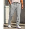 imageRuncati Mens Casual Sweat Pants Pleated Drawstring Elastic Waist Waffle Straight Leg Joggers Sweatpants with PocketsLight Gray